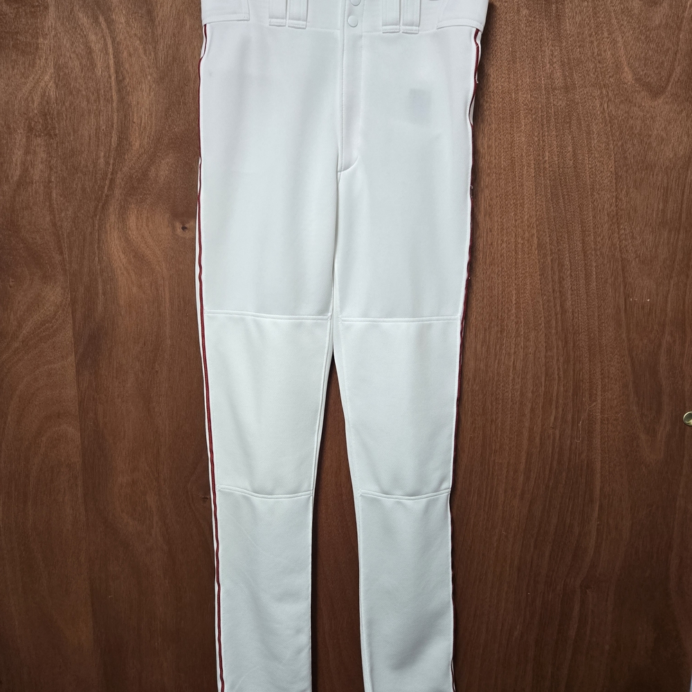 NWOT Mizuno baseball pants size L White with red piping.